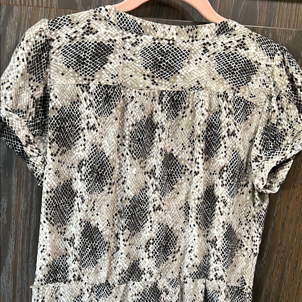 100% Silk International Concepts Ruffled Snake Print Dress, Baby Doll Fairy, 10 - Picture 8 of 11